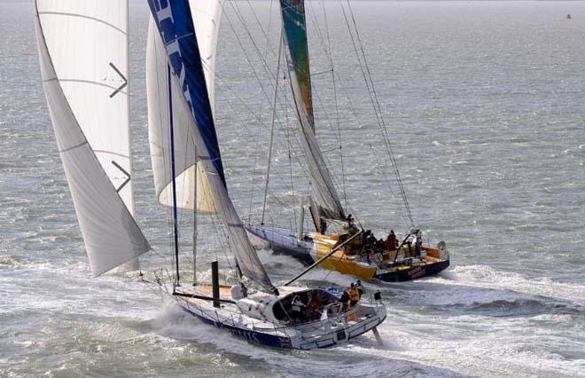 Artemis-Team Endeavour (IMOCA 60) and Monster Project (Volvo 70) at the start of the Sevenstar Round Britain and Ireland Race © Rick Tomlinson / RORC http://www.rorc.org